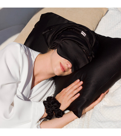 Наволочка на подушку з 100% шовку, чорна LUM Pillowcase - Аксесуари для волосся Наволочка на подушку з 100% шовку, чорна LUM Pillowcase