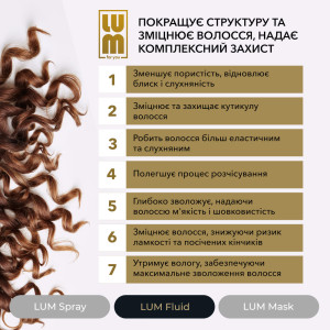 Набір LUM «РЕКОНСТРУКЦІЯ ТА ВІДНОВЛЕННЯ ПОЛОТНА ВОЛОССЯ» (Флюїд + Термозахисний спрей + Маска для волосся)