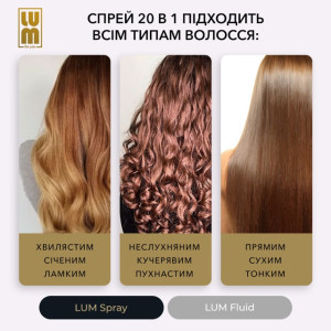 Набір LUM «СЯЙВО ТА БЛИСК ВОЛОССЯ» (Термозахисний спрей + Флюїд)